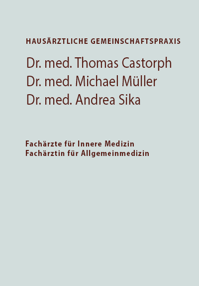 Logo der Hausärztlichen Gemeinschaftspraxis | Dr. med. Thomas Castorph | Dr. med. Michael Müller | Dr. med. Andrea Sika | Blutenburgstr. 52 | 80636 München Neuhausen.